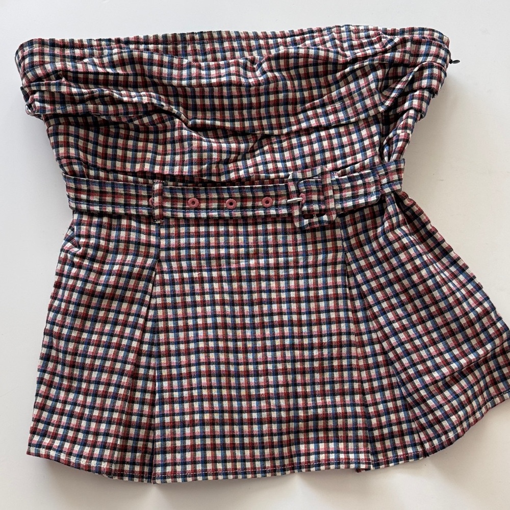 Maeve Red and Blue Plaid A-Line Top